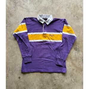 Vintage 90s Washington Huskies Made in USA Yellow/Purple Rugby Shirt Size Small
